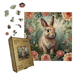 Деревянный фигурный пазл Милый Ушастик, А3, Картонная коробка 200 элементов