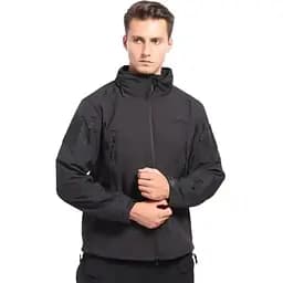 Водонепроникна тактична куртка SOFTSHELL із флісом Solve Black KT6000801 розмір XL