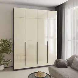 Шафа 4-дверна з антресоллю MebelStar Оскар Gloss BL-B, блок шухляд+полиці 200x52x260 см Антрацит/Альмонд (MBS-5571)
