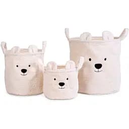 Набір корзин для іграшок Childhome Teddy білий 3 шт. (CCBTWSET)