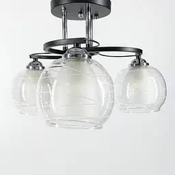 Стельова люстра в чорному корпусі на 3 подвійних плафони Ø 45 см | Арт. 6634/3 BK | Line F