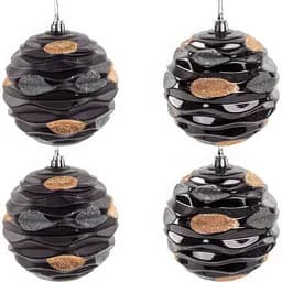 Набір ялинкових прикрас Elen Dekor 10 см 4 шт. чорний з золотим (822-010)
