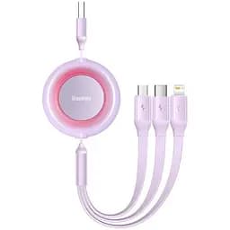 Кабель Baseus Bright Mirror 2 Series Retractable 3 in 1 Fast Charging Data Cable USB to M+L+C 3.5A 1.1 м Purple