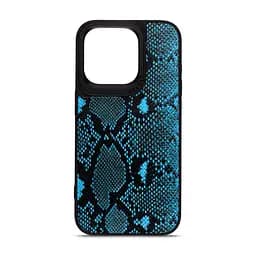 Кожаный чехол для Apple iPhone 14 Pro, Harder Genuine Snake, синий, термополіуретан ТПУ + экокожа с имитацией змеиной кожи, панель, защита корпуса, противоударный, микрофибра, рамка вокру камеры, защита всего корпуса, (ARM76787)