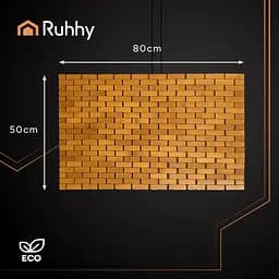 Бамбуковий килимок для ванної кімнати RUHHY 26048 80×50 см натуральна підстилка з антиковзким покриттям - мініатюра 10