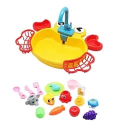 Кухонная мойка Краб 177-34, течёт вода, аксессуары (6967499400053) Жёлтый