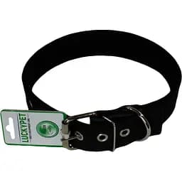 Ошейник брезентовый двойной Lucky Pet, с кожей, 42-56х3,5 см, черный