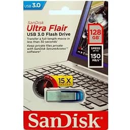 USB флеш накопичувач SanDisk 128GB Ultra Flair Blue USB 3.0 (SDCZ73-128G-G46B) - мініатюра 6