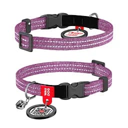 Ошейник для кошек из восстановленного хлопка Waudog Re-cotton с QR-паспортом светоотражающий пластиковый фастекс XS Ш 10 мм Дов
