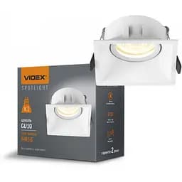 Світильник Videx під лампу GU10 врізний Квадрат Білий VL-SPF09S-W