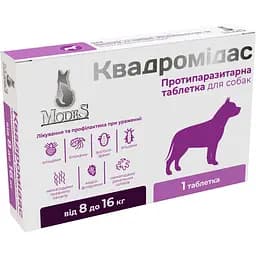Противоразитарная таблетка Modes Квадромидас для собак 8-16 кг 0.8 г