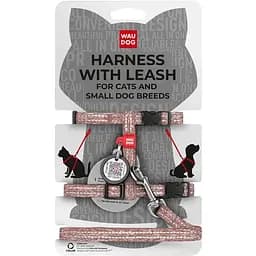 Шлея з повідцем Waudog Re-cotton з QR паспортом, з відновленої бавовни, світловідбиваюча, пластиковий фастекс, XS