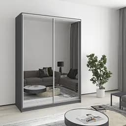 Шафа-купе дводверна MebelStar Комбо AL 2 Дзеркала 150x45x210 см Антрацит (MBS-2774)