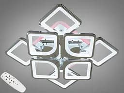 Стельова LED-люстра Diasha S8060/4+4HR 3color з пультом і димером, хром, 130W, 7150 lm, квадратні акрилові плафони 49x49 см