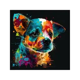 Картина за номерами на чорному фоні Strateg Барвисте цуценя 40х40 см