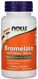Натуральна добавка NOW Bromelain 500 mg, 60 вегакапсул