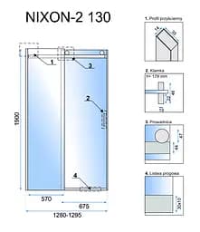 Душові двері Rea Nixon-2 130 P REA-K5005, прозорий, хром - мініатюра 5
