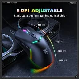 Комп'ютерна мишка Onikuma ігрова CW-95 з RGB підсвіткою для ПК 6400 DPI дротова USB для комп’ютера та ноутбука - мініатюра 6