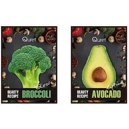 Набір масок для обличчя Quret Beauty Recipe: маска для сяйва шкіри Mask Broccoli Glow, 25 г + маска з ефектом ліфтингу Mask Avocado Lifting, 25 г