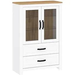 Витрина низкая Lagom Ланцет 2в2ш нимфея альба/дуб золотой крафт 93.7x40.7x140 см