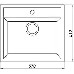 Гранітна мийка Globus Lux Volta мокко 570x510 мм, Сірий - мініатюра 5
