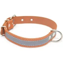 Нашийник для собак Zoo-hunt шкіряний зі світловідбивачем ОО рудий ГО 3,5/44-55 см
