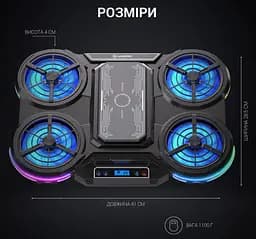 Охолоджувальна підставка для ноутбука до 18 дюймів GamePro GPCP-1450 5xfans - мініатюра 7