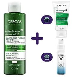 Шампунь-скраб Vichy Dercos для глибокого очищення шкіри голови та волосся 250 мл + набір для догляду