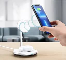 Бездротовий зарядний пристрій Choetech T581-F Magnetic 2 в 1 Wireless Charging White [101518] - мініатюра 4