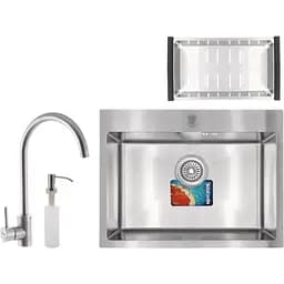 Набір Mixxus SET-6045-200x1.0-Satin (мийка+змішувач+диспенсер+сушіння для посуду) (MX0584)