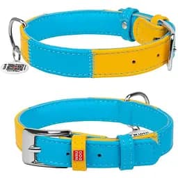 Нашийник для собак Waudog Glamour шкіряний з QR паспортом, Colors of freedom, S, Ш 15 мм, Дов 27-36 см