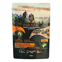 Сухой корм Ambrosia Mediterranean для пожилых, кастрированных собак всех пород с контролем веса с индейкой 100 г