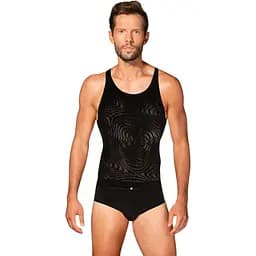 Чоловіча напівпрозора майка-борцовка з візерунком Obsessive T103 tank top чорна S/M/L