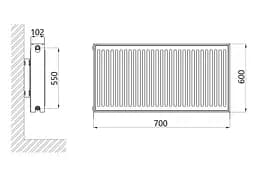 Радіатор сталевий Thermo Alliance IMAS 22 тип 600x700 мм нижнє підключення (TAI22600700V) - мініатюра 2