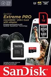 Карта пам'яті Sandisk microSDXC (UHS-1 U3) Extreme Pro A2 1TB class 10 V30 (R200MB/s,W140MB/s) (adapter) (SDSQXCD-1T00-GN6MA) - мініатюра 3