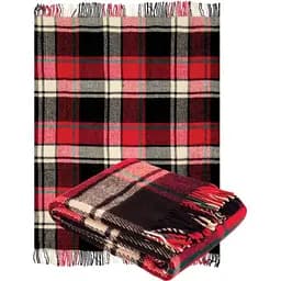 Плед вовняний Ярослав, 200х170 см, червоний з чорним (40239)