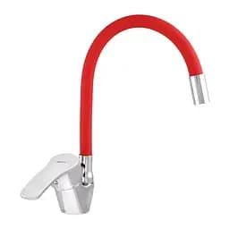 Змішувач для кухні Zerix YUB 279 з червоним гнучким виливом ZX0441 Хром
