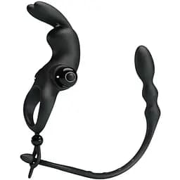 Эрекционное кольцо с анальным стимулятором Pretty Love Sleeve V 24.5 см черный