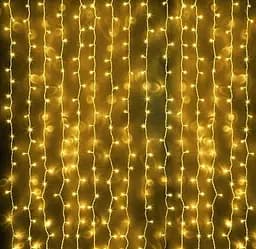 Гірлянда штора Водоспад 3х2.6 м 360 LED (прозорий шнур, з перехідником) Золотаве світло - мініатюра 5