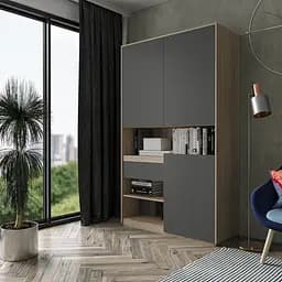 Шкаф для вещей с открытыми полками и выдвижным ящиком BLUM FHRS-1 Дуб Сонома/Антрацит