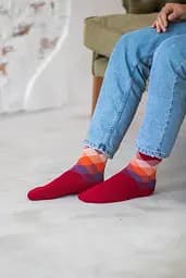 Красные носки ромбы бесшовные 100% ORGANIC cotton JILL ANTONY 38-40