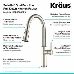 Змішувач для кухні Kraus Sellette KPF-1680SFS, Нержавіюча сталь - мініатюра 8