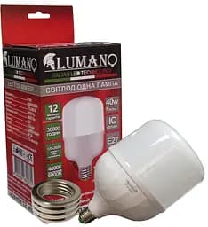 Лампа высокомощная 40Вт LED T120 40W E27 с переходником на Е40 6000K 3600Lm TM LUMANO