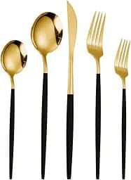 Набор столовых приборов золото Black из нержавеющей стали 18/10 на 5 предметов.