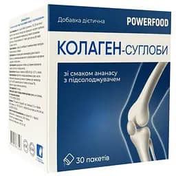 Коллаген-суставы Powerfood со вкусом ананаса с подсластителем 6000 мг (mg) №30