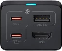 МЗП Baseus GaN5 Pro Desktop Fast Charger 1USB+2Type-C+HDXiaomi 67W with 1.5m Power Cord CCGP110201 Black - мініатюра 2