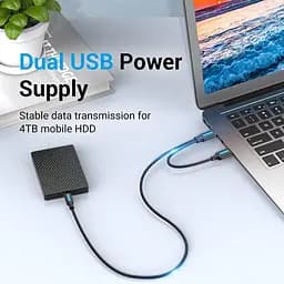 Кабель Vention USB 2.0 A Male to USB-C Male Cable with USB Power Supply PVC Type 0.5m Black (CQKBD) - мініатюра 5