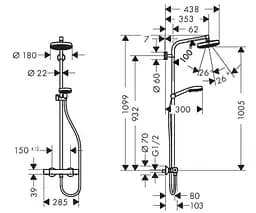 Душова система Hansgrohe Crometta 160 Showerpipe 27264400, Хром - мініатюра 2