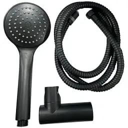 Душовий гарнітур Haiba SET-08 Black (шланг, лійка, кронштейн) HB3984, Чорний матовий