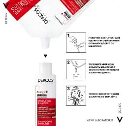Тонізуючий шампунь Vichy Dercos Energy+ з Амінексилом та Ніацинамідом для боротьби з випаданням волосся 500 мл - мініатюра 6